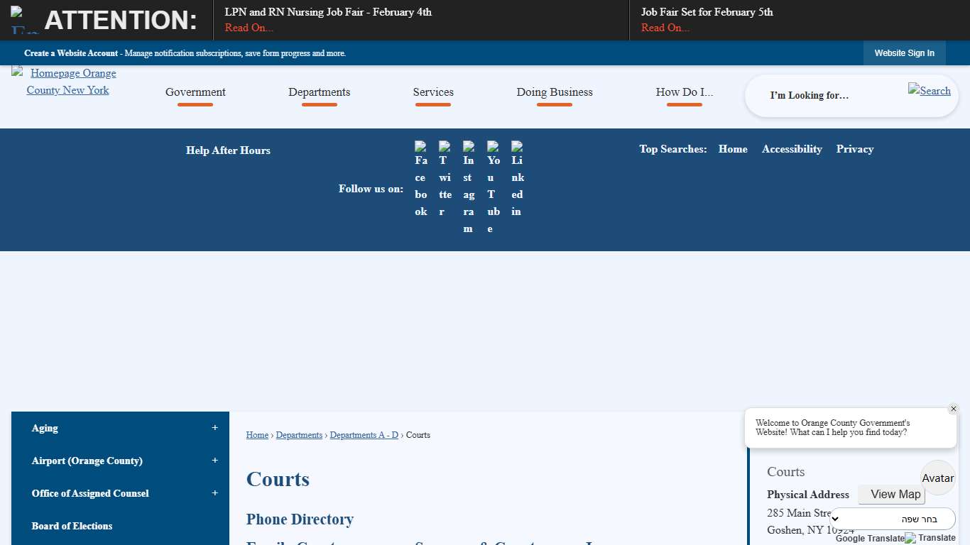 Courts Orange County, NY